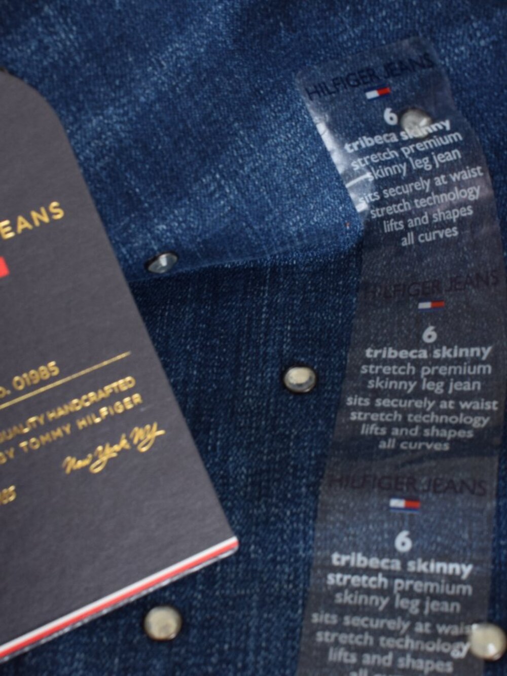 NWT Tommy Hilfiger Tribecca Skinny Jeans Sz 6 Stretch Rhinestone Bling Denim Y2K - Picture 8 of 11